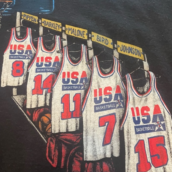 Nutmeg Vtg Single Stitch USA '92 Basketball‎ Dream Team Jerseys T-Shirt Size XL - Picture 4 of 8